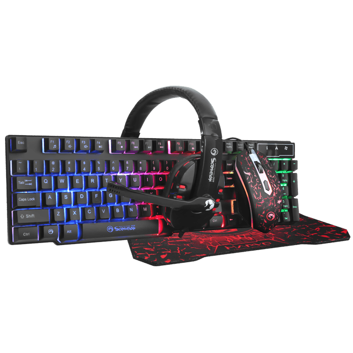Marvo CM370 RGB LED Backlit Gaming Keyboard Mouse Headset Pad Bundle Gift Pack - BESTA